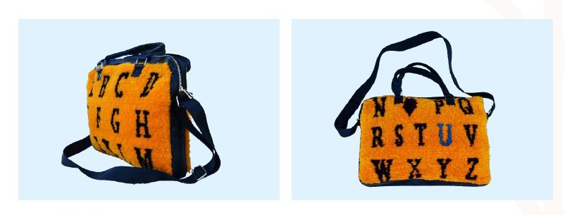 Sac ordinateur motif alphabet orange