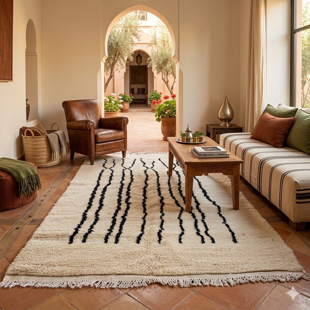 Beni Ourain wavy lines rug